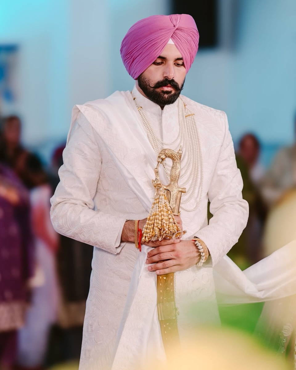 Wedding turban tying session, Yorkshire